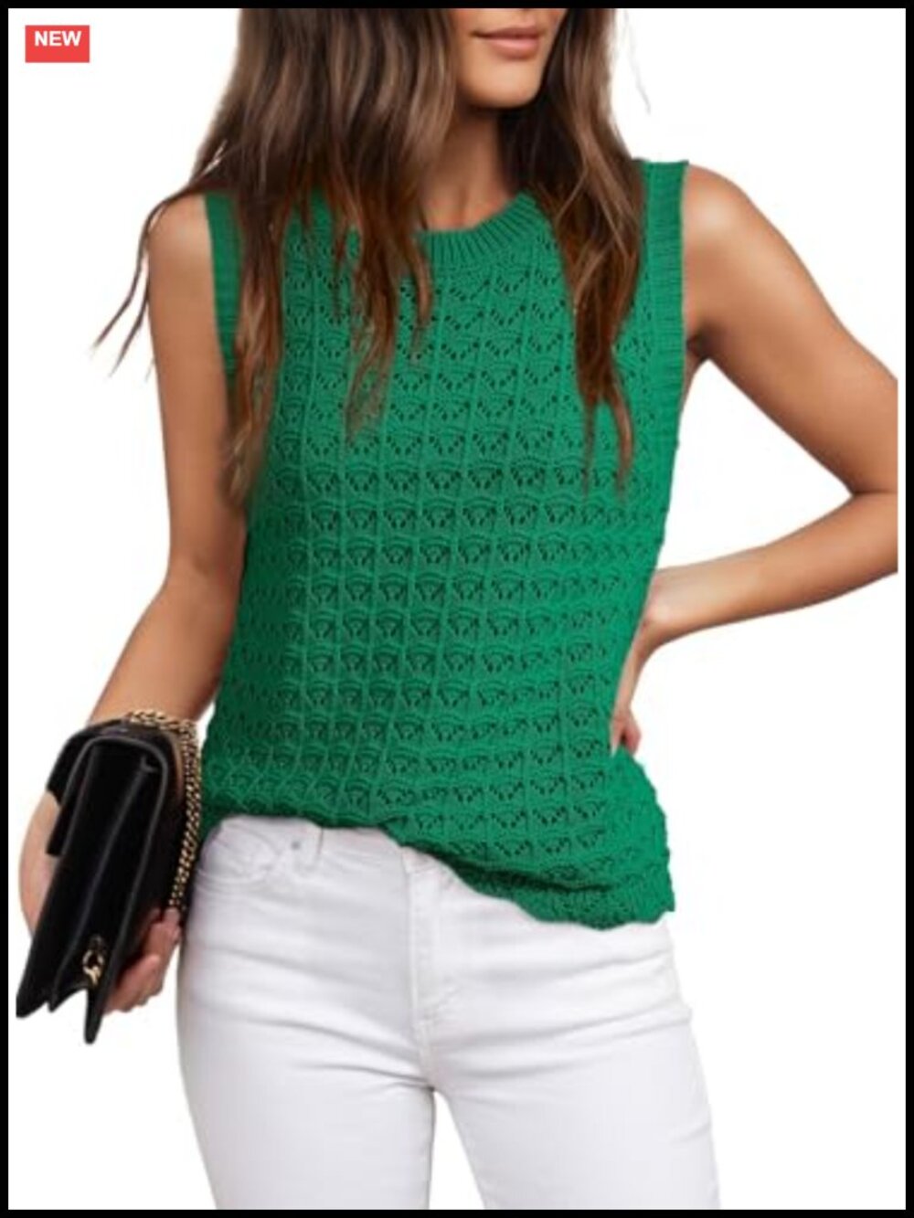 Crochet Tank Top Sleeveless Sweater Vest Acrylic Cotton Summer Layering